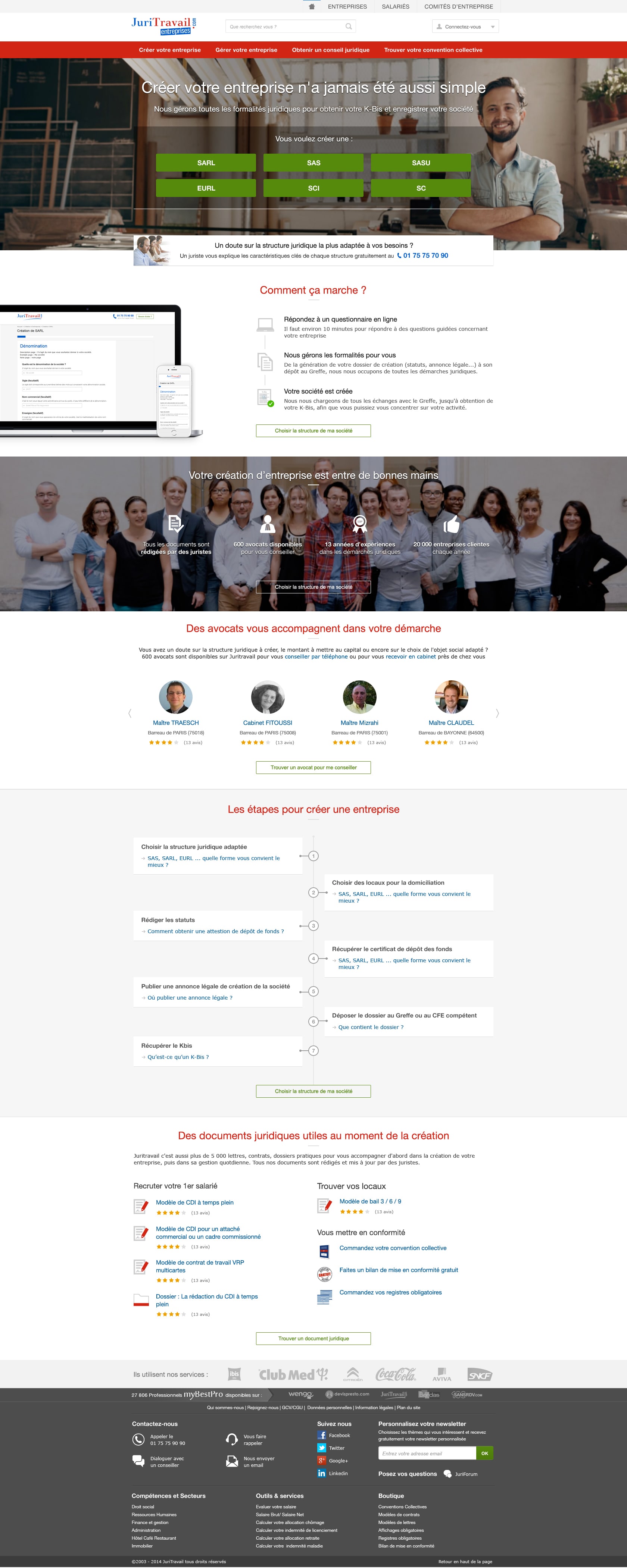 Homepage création d'entreprises