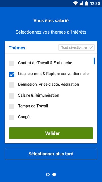 App JT - Choix des thèmes